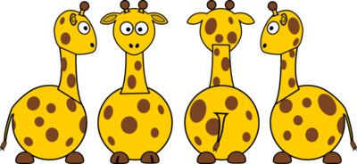 tobias Cartoon Giraffe  front back and side views 