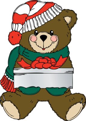 johnny automatic Christmas Bear wih present